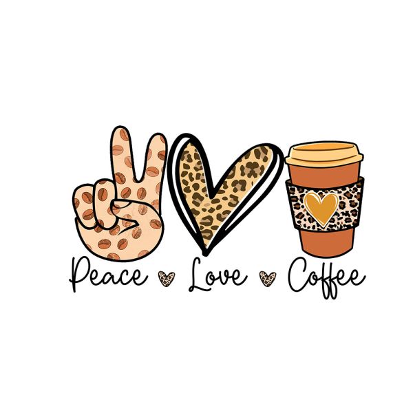 Glassticker Peace, Love, Coffee Größe M